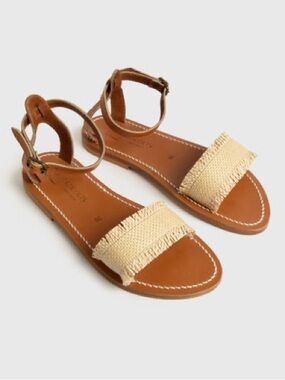 K.Jacques Tan Leather Ankle-Strap Sandals for Summer